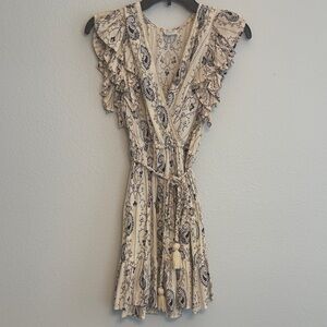 Francesca's Cream and Black Patterned Mini Dress